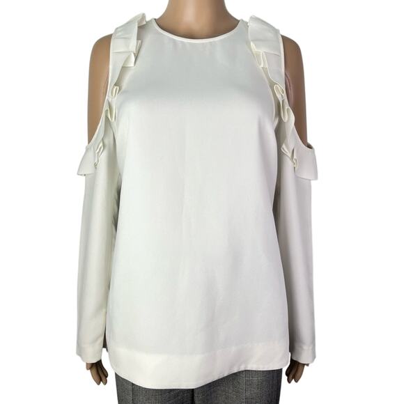 Ted Baker London Tops - Ted Baker Women's Steffe Ruffled Cold Shoulder Ivory Blouse